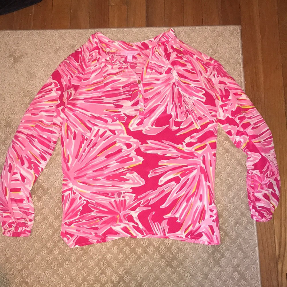 Lily Pulitzer Satin Pink Blouse